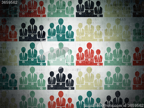 Image of Marketing concept: Business Team icons on Digital Paper background
