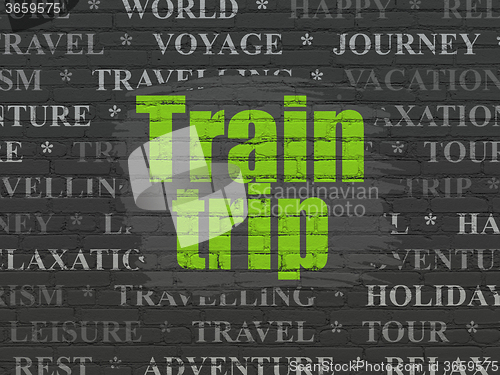 Image of Tourism concept: Train Trip on wall background