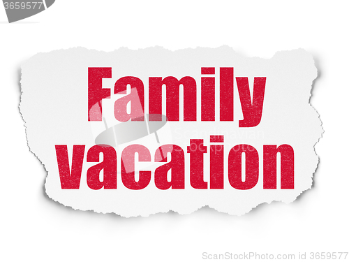Image of Tourism concept: Family Vacation on Torn Paper background