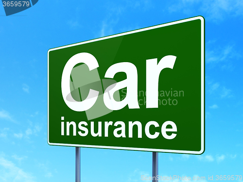 Image of Insurance concept: Car Insurance on road sign background