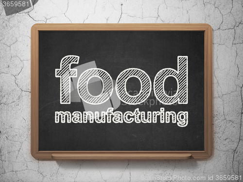 Image of Manufacuring concept: Food Manufacturing on chalkboard background