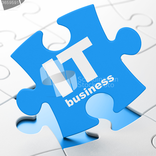 Image of Business concept: IT Business on puzzle background