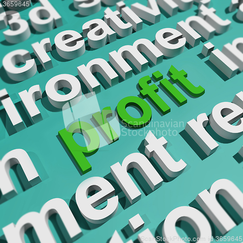 Image of Profit In Word Cloud Shows Profitable Incomes And Earnings
