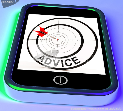 Image of Advice Smartphone Shows Web Tips And Recommendations