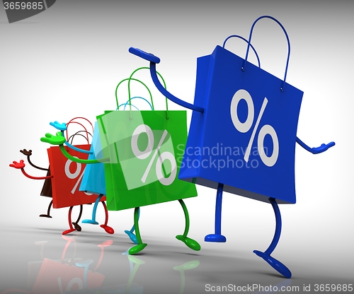 Image of Percent Sign On Shopping Bags Showing Bargains