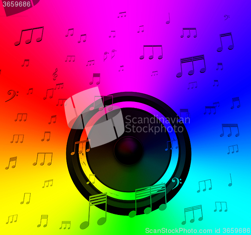 Image of Speaker And Musical Notes Shows Music Disco Or Concert