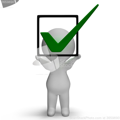 Image of Holding Checkbox Or Check Box Showing Approval Or Checked