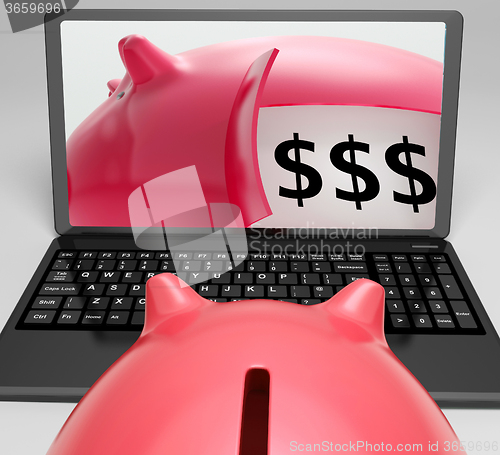 Image of Piggy Vault With Money Showing Money Safety