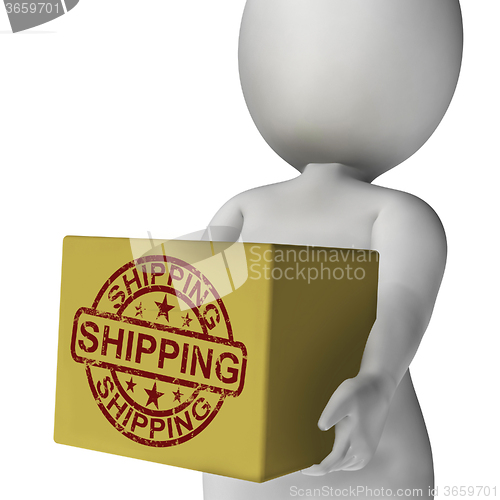 Image of Shipping Box Means International Transport Of Goods And Products