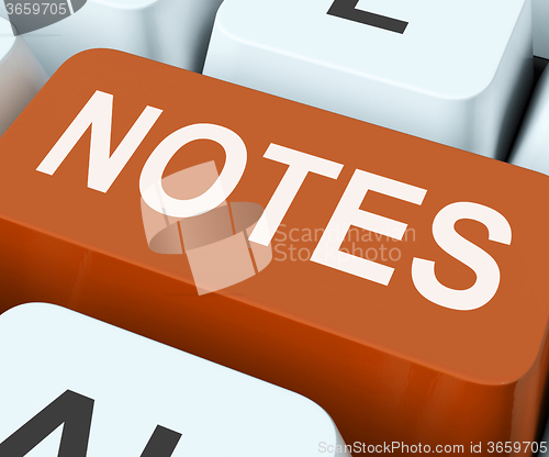 Image of Notes Key Shows Information Reminders Or Info