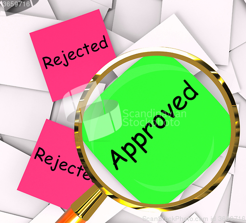 Image of Approved Rejected Post-It Papers Show Passed Or Denied