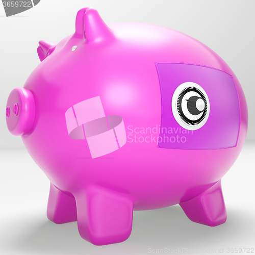 Image of Safe Piggy Shows Secure Savings Locked Closed