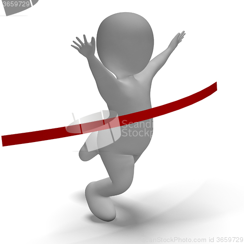 Image of Winner Of Race 3d Character Showing Victory