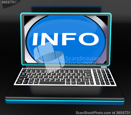 Image of Info On Laptop Means Computer Knowledge Information And Assistan