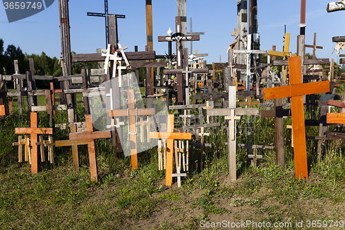 Image of wooden crosses.  close-up  