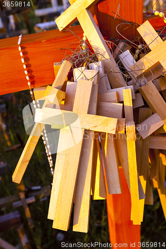 Image of   wooden crosses . Christianity