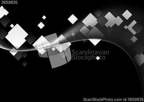 Image of Dark abstract geometric wavy background