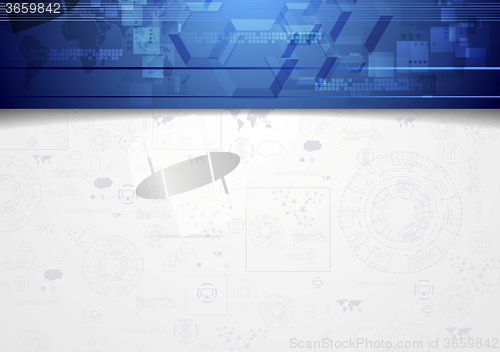 Image of Hi-tech corporate background with blue header