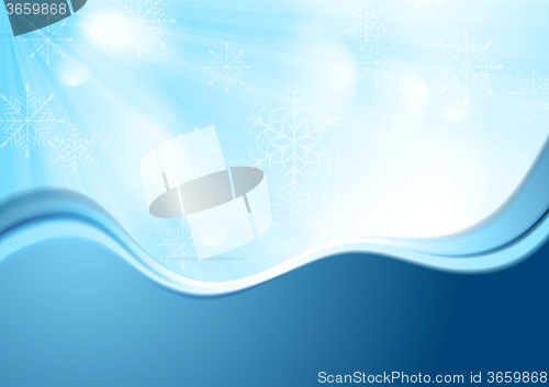 Image of Bright blue wavy Christmas background