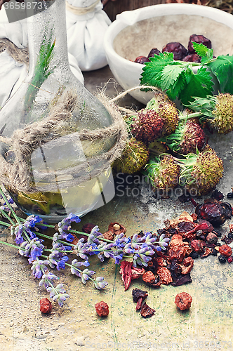 Image of Still life with harvest medicinal herbs