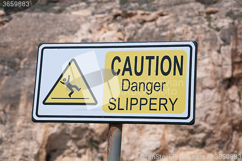 Image of 
Sign indicating attention danger of slipping