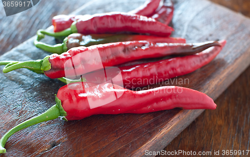 Image of 
Spicy chilli on wooden table