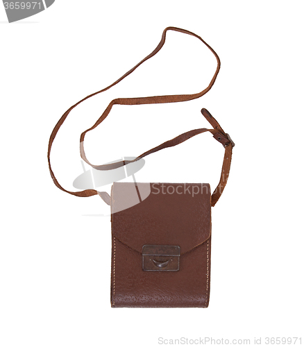 Image of Old brown leather bag or case