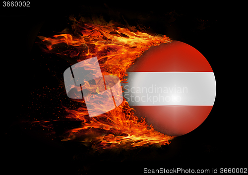 Image of Flag with a trail of fire - Austria