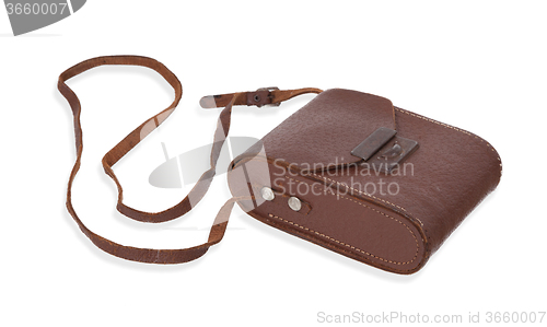 Image of Old brown leather bag or case