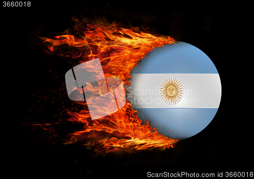 Image of Flag with a trail of fire - Argentina