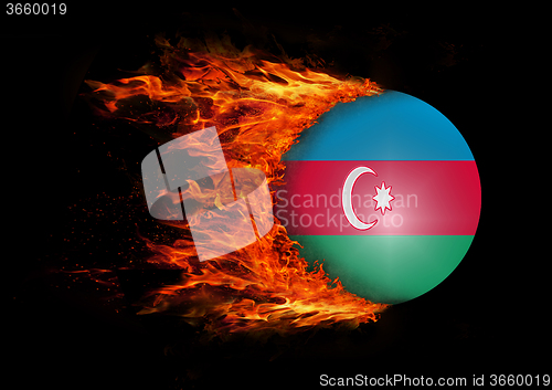 Image of Flag with a trail of fire - Azerbaijan