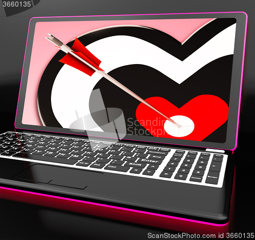 Image of Target Heart On Laptop Shows Affection