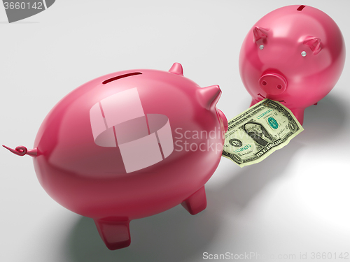 Image of Piggybanks Fighting Over Money Shows Monetary Consumption