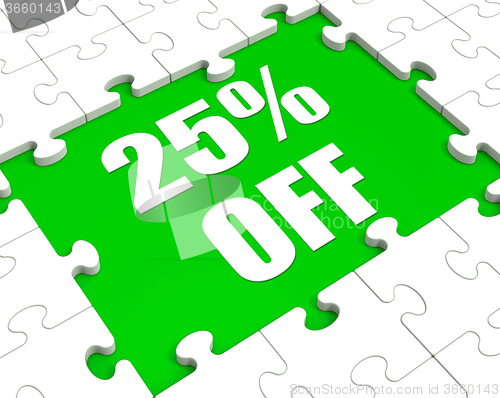 Image of Twenty Five Percent Off Puzzle Means Cut Reduction Or Sale 25%