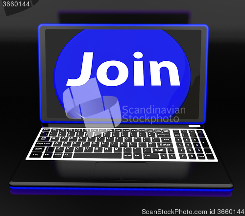 Image of Join On Laptop Shows Subscribing Membership Or Volunteer Online