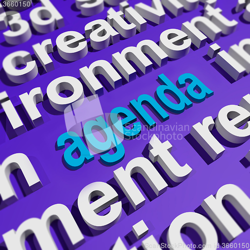 Image of Agenda In Word Cloud Shows Schedule Program