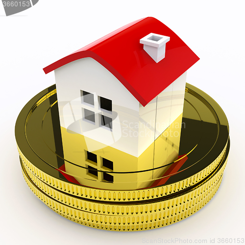 Image of House On Money Means Purchasing Or Selling Property