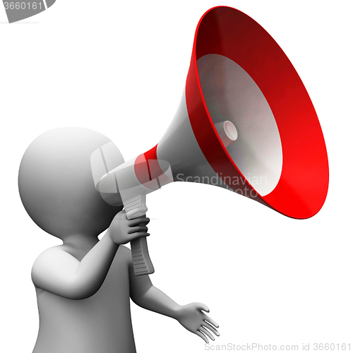 Image of Megaphone Character Shows Speech Shouting Announcing And Announc