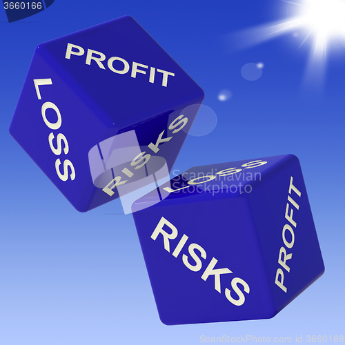 Image of Profit, Loss, Risks Dice Showing Incomes 