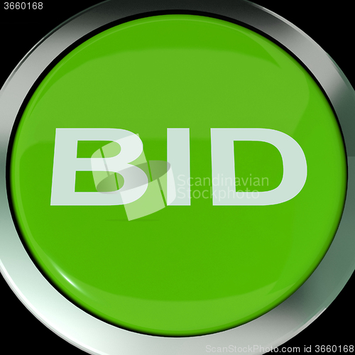 Image of Bid Button Shows Online Auction Or Bidding