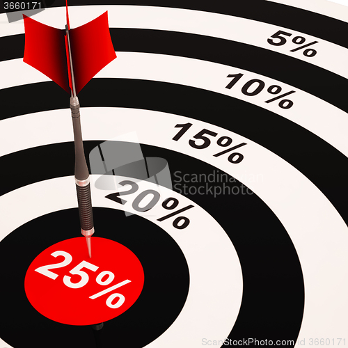 Image of 25 Percent On Dartboard Shows Selected Discounts