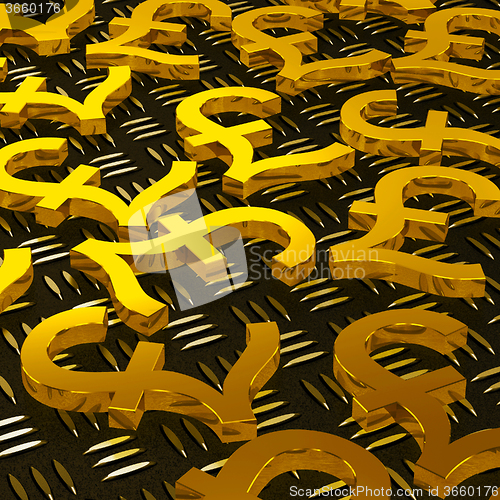 Image of Pound Symbols On Floor Showing British Currency