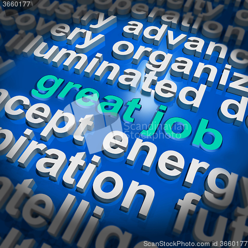 Image of Great Job Word Cloud Shows Praise Appreciation Or Approval