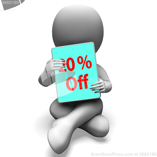 Image of Twenty Percent Off Tablet Means 20% Discount Or Sale Online