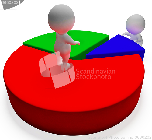 Image of Pie Chart And 3d Characters Showing Statistics Report