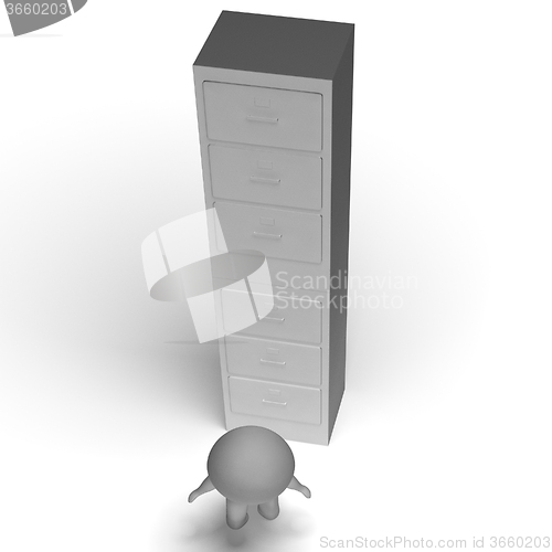 Image of High Filing Cabinet Showing Overworked And Overloaded