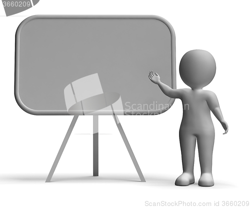 Image of Character With Blank Signboard For Message Or Presentation