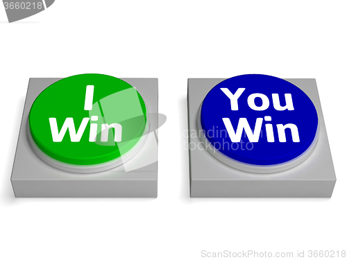 Image of I You Win Button Shows Winning Or Losing