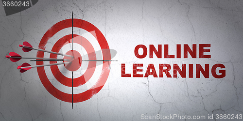 Image of Learning concept: target and Online Learning on wall background