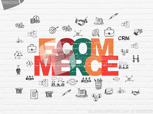 Image of Business concept: E-commerce on wall background